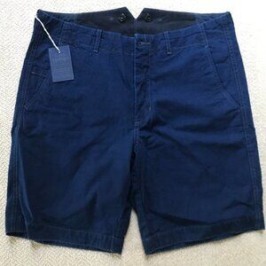 J. Crew Wallace &  Barnes Indigo Flat Front Button Fly Shorts NEW Size 33 Waist